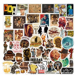 YEESACG Indiana Jones Raiders of The Lost Ark 51Pcs Multicolor Cartoon Stickers | Retro Vinyl Waterproof Stickers for Water Bottle, Skateboard, Laptop, Phone, Car