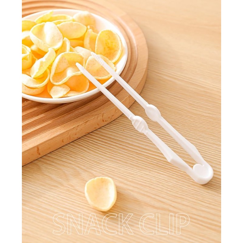 Chip Tongs Salad Food Clip (White, 18CM)