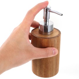 Beaupretty Wooden Liquid Soap Dispenser: Pump Lotion Dispenser Bamboo Shampoo Bottles Refillable Cosmetic Shower Gel Container for Countertop Kitchen Bathroom Farmhouse Decor