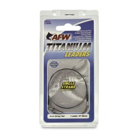 AFW - A prueba de dientes de titanio, líderes de pesca de una sola hebra, 75 libras, 18 pulgadas, aparejo con mini grúa giratoria de acero inoxidable y cierre cruzado, sin torceduras, protección superior para peces dentados, negro