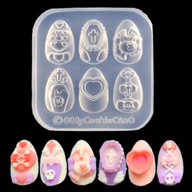 Nail Molds for Charms Halloween Skull Cross Designs Carving Template Silicone Nail Tools for Women DIY Manicure Supplies