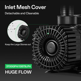 VIVOSUN 3700 GPH Submersible Water Pump with Barrier Bag, Ultra Quiet 300W Pond Pump for Pond, Waterfall, Fish Tank, Statuary, Hydroponic, 21Ft. Lift Height