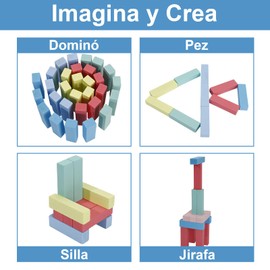 ZZBIFRJ Juego De Torre, Juegos de Construcción Tabla de Apilamiento con Dado, Juguete Didáctico Juego de Mesa (Macaron-48pzs)