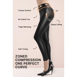Retro Gong Black Womens Faux Leather Leggings Stretch High Waisted Pleather Pants Small