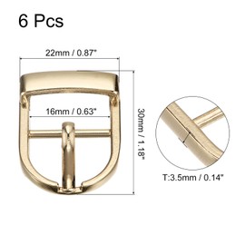 sourcing map Metal Roller Buckle, 6Pcs 1 Inch Single Prong Belt Buckle Oval Center Bar Buckles for Leather Craft Accessories, Gold