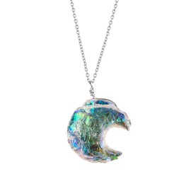 Angel Aura Quartz Pendant Necklace Gifts For Men Women - 925 Sterling Silver Chain 18 inch Crystals and Healing Stones Jewelry April Birthstone