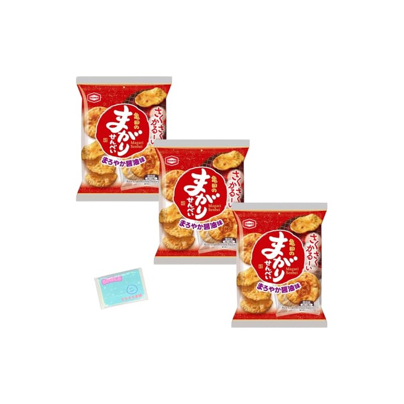 Ｍｏｎｏｌｏｇ Sｔｙｌｅ 亀田製菓 亀田のまがりせんべい まろやか醤油味 16枚入 ×3袋セット ★スラスラ本舗オリジナルポケットティッシュ付き★