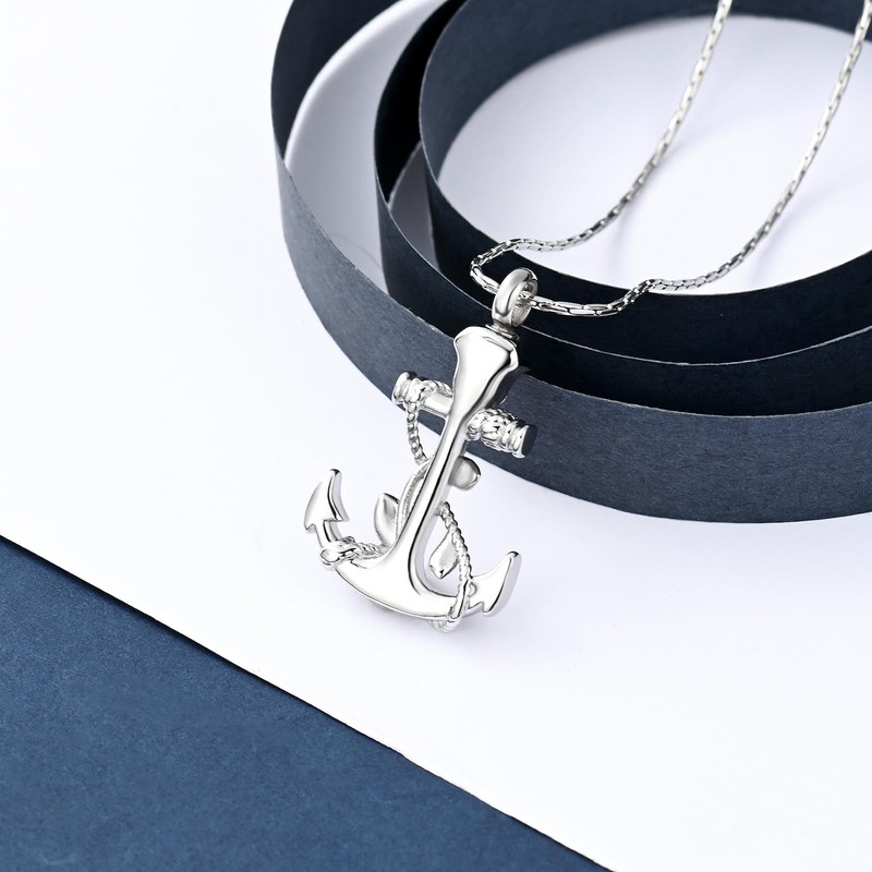constantlife Anchor Pendant Urn Necklace for Ashes for Women Men