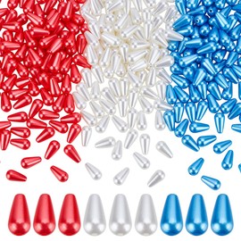 Arricraft 300 Pcs ABS Plastic Drop Beads, 3 Colors (Blue, Red, White) - Craft Bead for Bracelet, Necklace, Jewelry Making