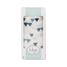 Lulujo Baby Bamboo Muslin Silky Soft Swaddling Blanket, Navy Triangles, 47 x 47-Inches