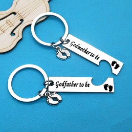 New Godparent Keyring Gift Godmother to Be Godfather to Be Keyring Set Godparent Proposal Gift Mothers Day Fathers Day Gift Valentines Day Gift Pregnancy Announcement Gift for Godmother Godfather