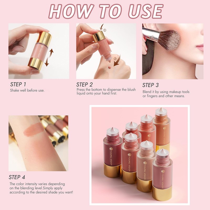 Liquid Blush Cream Face Blush - Soft Velvet Silk Texture,