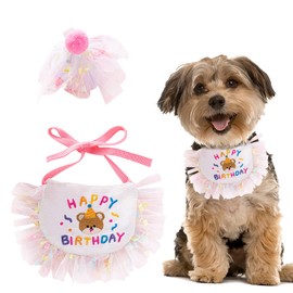 Set of 2 for Dogs, 7 Colors, Birthday Hat, Happy Birthday Bandana, Dogs and Cats, Decoration, Adjustable, Cute, Birthday Goods, Celebrations, Birthday Bandanas, Costumes, Photography, Walks, Outings,