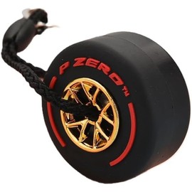 Zhhuoc F1 Racing Tyre Key Chain, Wheel Tyre Auto Keyring, Mini Soft Rubber Keyring Gifts (Black)