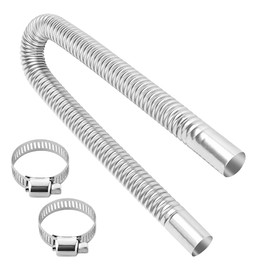 ZIMISI 23.6 Inches Stainless Steel Exhaust Hose, 1 Inch Flexible Tank Diesel Heater Exhaust Pipe with 2 Hose Clamps, Air Heater Exhaust Tubing for Gas Fuel Tank Vent Hose (23.6 inch)
