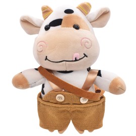 BZQCPLX 30 cm Cow Stuffed Animal, Cartoon Cow Plush Cow Bib Pants Plush Stuffed Animal Cuddly Cow Plush Doll Cow Animal Plush Toys for Lover Friends Classmates Gift