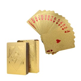 ZIENVE Gold Playing Cards, Classic Waterproof Plastic Playing Cards, Decks of Cards, Premium Cool Poker Cards with Unique Bright Colors Great for Party, Game, Magic Trick, Gold