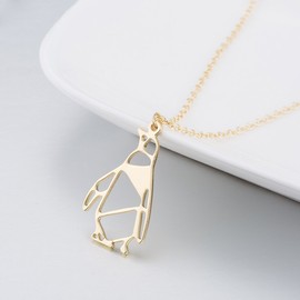 AOCHEE Origami Penguin Necklace Silver Gold Geometric Jewelry (Gold)