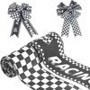 Mupera 2 Rolls 2.5" Black and White Checkered Ribbon -