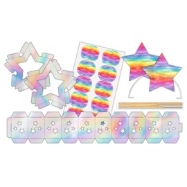 Ursus 18790001F Lantern Craft Set, Twinkle Star, Silver, Approx. 19.3 x 18.3 x 8 cm, DIY Star Lantern Kit Made of 350 gsm Card and Tracing Paper 110 gsm