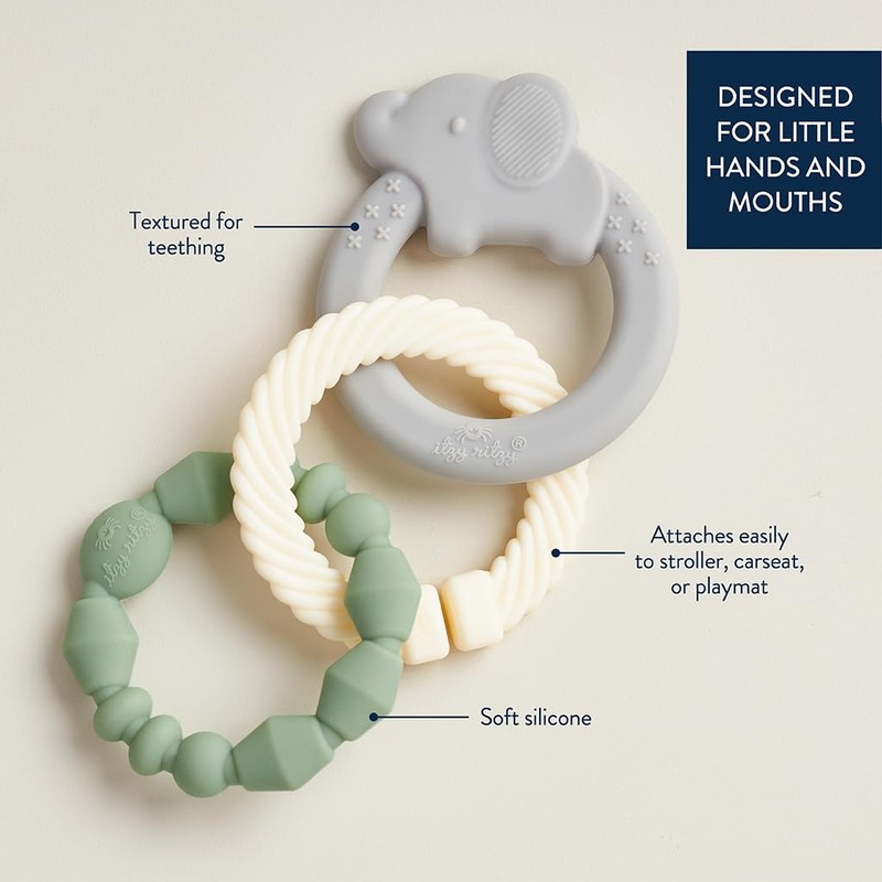 Itzy Ritzy - Itzy Loops Sensory Teether; Includes 2 Silicone