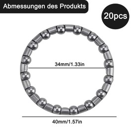 Puedno Pack of 20 Bicycle Ball Bearings, Bicycle Ball Bearing Headset, Ball Ring Front Wheel Cage Ball Bearing 40 mm, Bicycle Bottom Bracket Swivel Ball