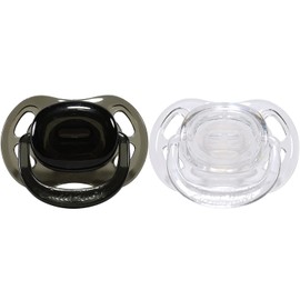 CutiePlusU Large Crystal Teat Shield Dummy in Adult Size Large Shield Black White Pack of 2