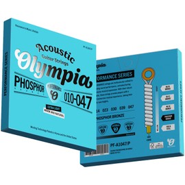 2 Sets of Olympia Performance Acoustic Guitar Strings 10-47 Gauge, Phosphor Bronze Wound – Premium Acoustic Guitar Strings for Superior Tone & Durability