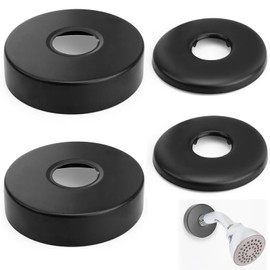 Set of 4 Stainless Steel Cover Rosette for Shower Taps, Rosette Shower Fitting, Black Heating Pipe Rosette Rosette Black Pipe Cover, for Shower Taps, Taps, Angle Valve (Black).