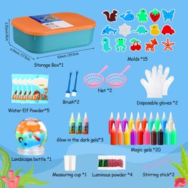 Seenelling Water Elf Kit 23 Pack Water Elf with 15 Shape Molds 60ml Capacity Water Gel Kit, Christmas Gifts, Birthday Gifts, Party Favors, Arts and Crafts DIY Kits
