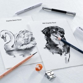 KALOUR 25-Piece Professional Sketch Pencil Set with Matte and Regular Pencils - Includes Vinyl Eraser, Kneaded Eraser, Sharpener, Pencil Extender and Blending Stump - Ideal for Artists and Beginners