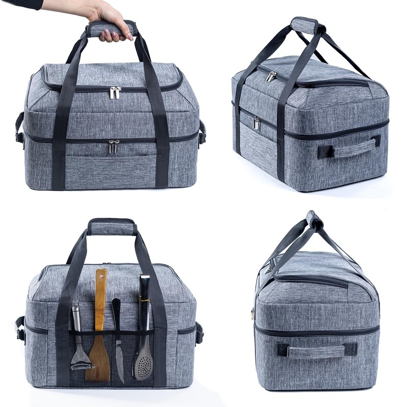 BAGSPRITE Double-Layer Slow Cooker Carrying Bag for 6-8 Quart CrockPot
