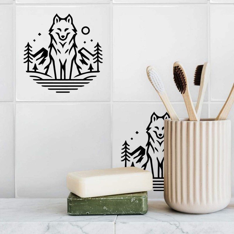 'Wild Wolf' 108mm Square Ceramic Tile (TD00027920)