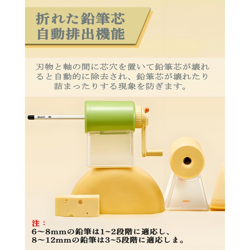 Pencil Sharpener, Manual, Compatible with Large Diameter 0.2 - 0.5