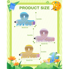 3Pcs Hair Claw Clips for Women - Pencil Funny Claw Clips Back to School Appreciation Teacher Hair Clips