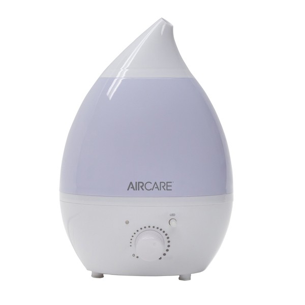 AIRCARE Aurora Ultrasonic Cool Mist Humidifier, Whisper-Quiet between 8-24 hours, Seven Color LED Night Light, Essential Oil Tray and Automatic Shut-Off for Baby, Nursery or Bedroom (White, 1 gal)