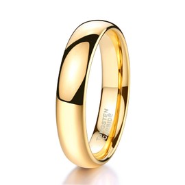 Women's / Men's 2 mm / 4 mm / 6 mm Slim Polished Yellow Gold Tungsten Engagement / Wedding Ring, Tungsten, 4 mm