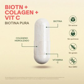 Biotina Pura  Colageno Hidrolizado Con 60 Capsulas Sabor Sin sabor