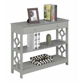 Convenience Concepts Ring 1 Drawer Console Table with Shelves, Gray