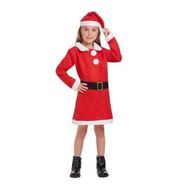 FASHION MY LOVE Children’s Santa Girl Costume with Red Santa Hat for Kids Xmas Fancy Dress Outfit Miss Santa Claus Santa Outfit Girls Christmas Fancy Dress for Girls