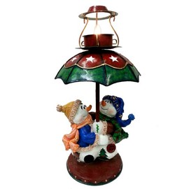 Snowman Boy and Girl Tea Light Holder