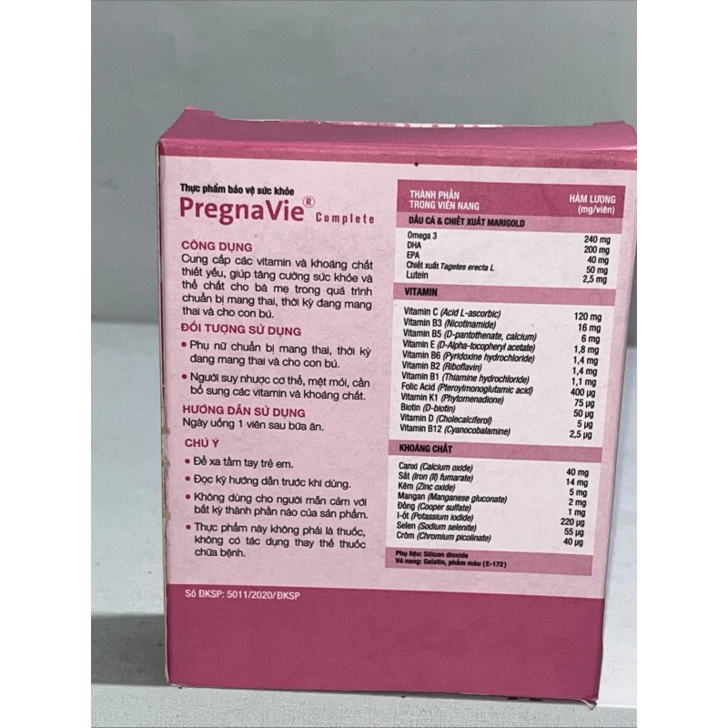 Vitamins New Aora Pregnavie Complete Prenatal Vitamins With Lutein +