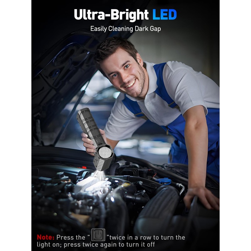 Compressed Air Duster 130000RPM Electric Duster with LED Light, 100