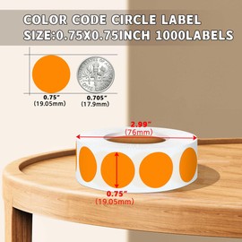 WANSTE 0.75 Inch Multi - Purpose Removable Labels,1000 PCS 3/4" Orange Dots for Classroom, Papers, Market, Price Tags, and Library Book Labels. Non - Printable Round Colored Stickers