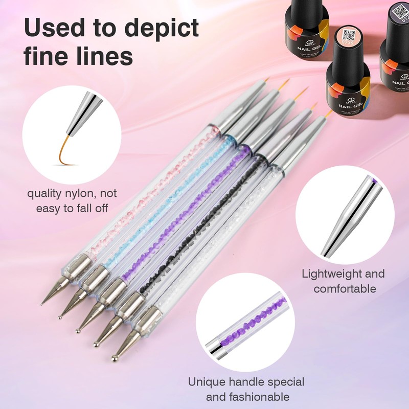 Nail Art Brushes 5PCS Nail Brush Set with Liner Brush