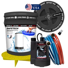 Safetech Tankless Water Heater Flushing Kit with Screw-Top Lid, Premium Braided Hoses, 1/6 HP Utility Pump, and Pump Grate - Just Add Vinegar