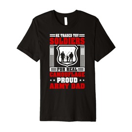 Proud Military Dad American USA Flag Soldier Veteran - Son Premium T-Shirt
