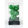 Chessex Polyhedral 7-Die Opaque Dice Set - Green with White