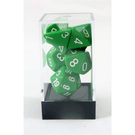 Chessex Polyhedral 7-Die Opaque Dice Set - Green with White