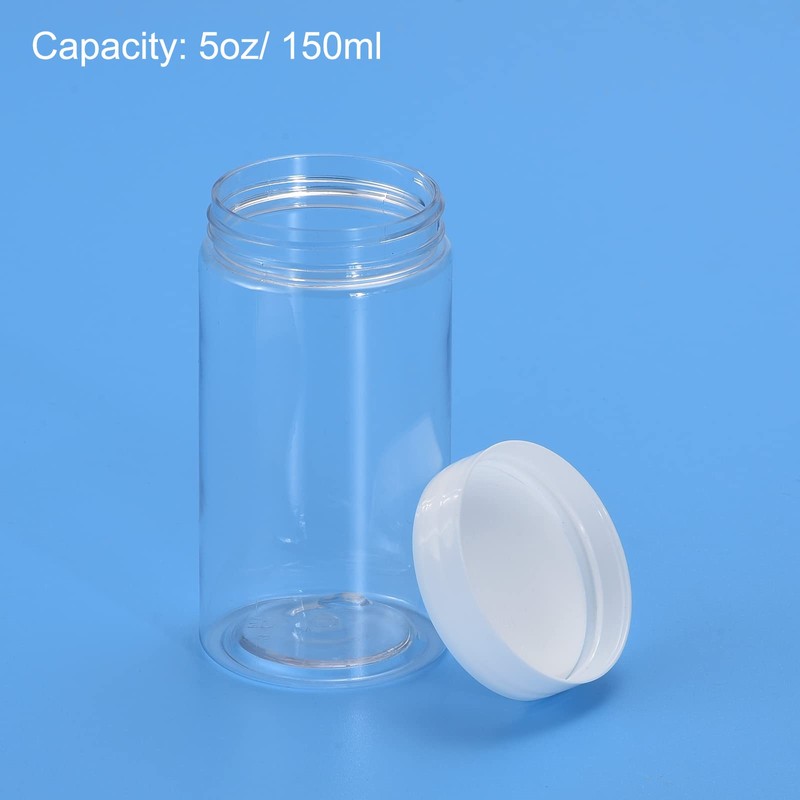 sourcing map Round Plastic Jars with White Screw Top Lid,